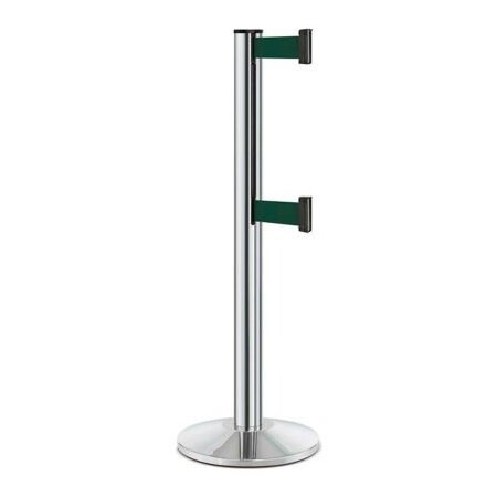 Lavi Industries Retractable Belt Barrier, Forest Green, 7 ft Length, 40 in Post Height 50-3000DL/CL/FG